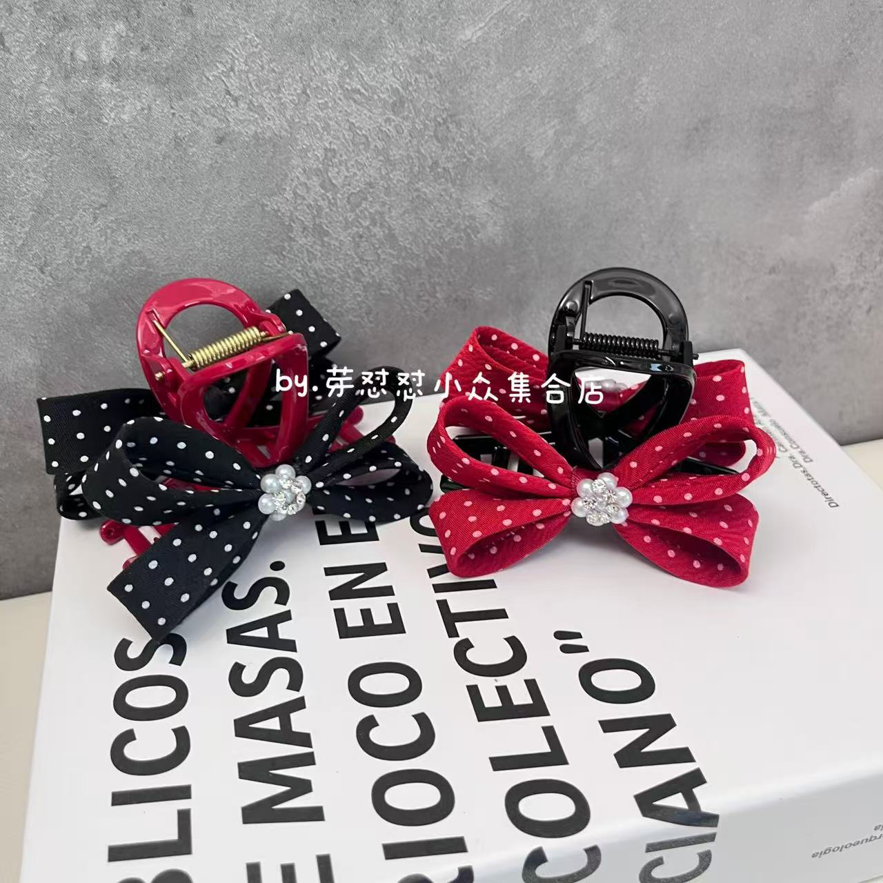 芽怼怼韩国波点蝴蝶结中抓 06133