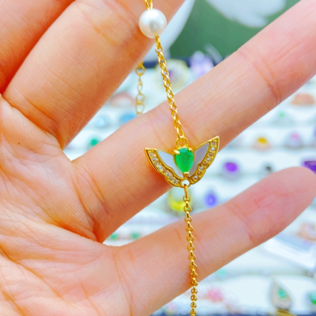 银S925镶嵌手链祖母绿