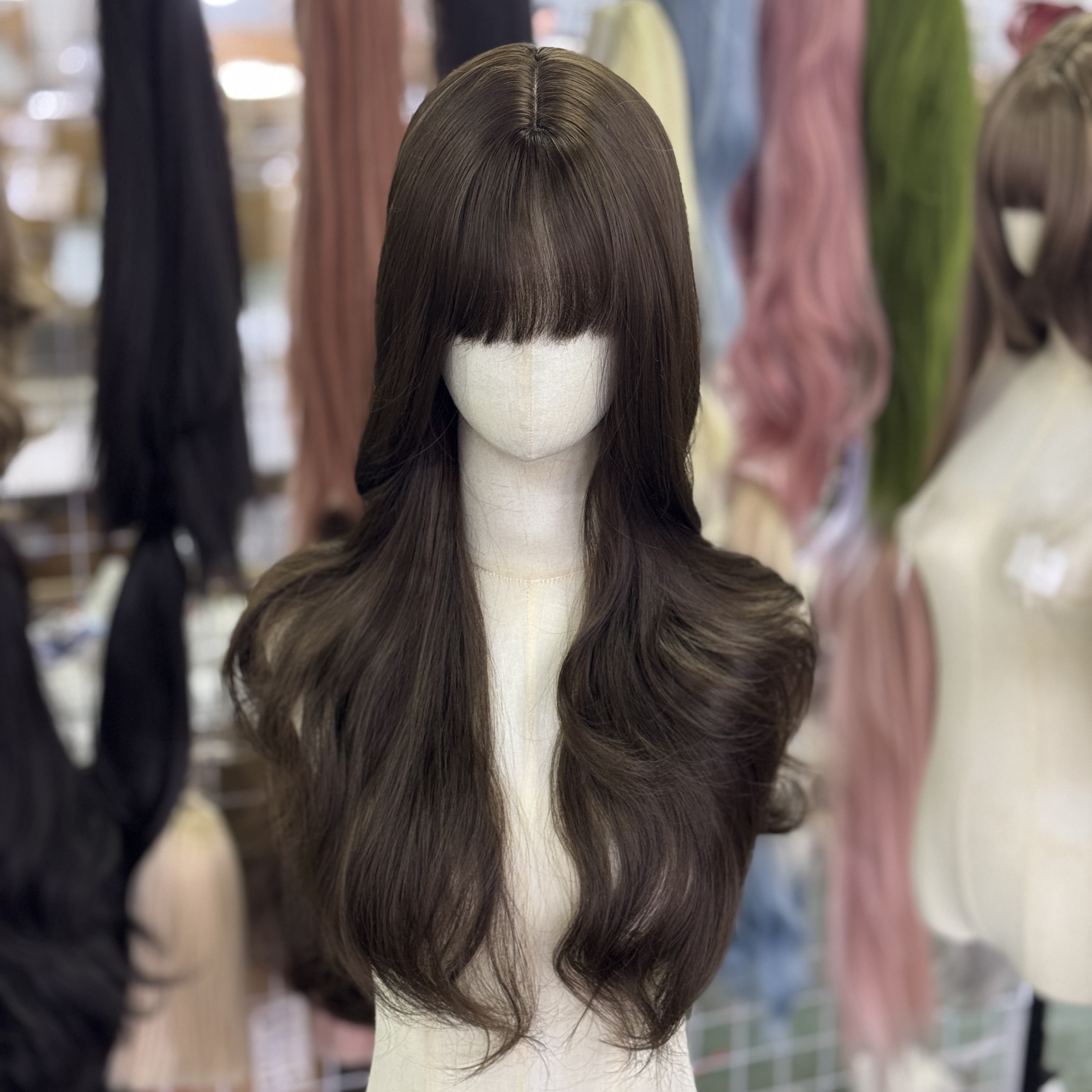 假发全头套冷棕色大波浪长卷发复古齐刘海氛围感女神款自然假发