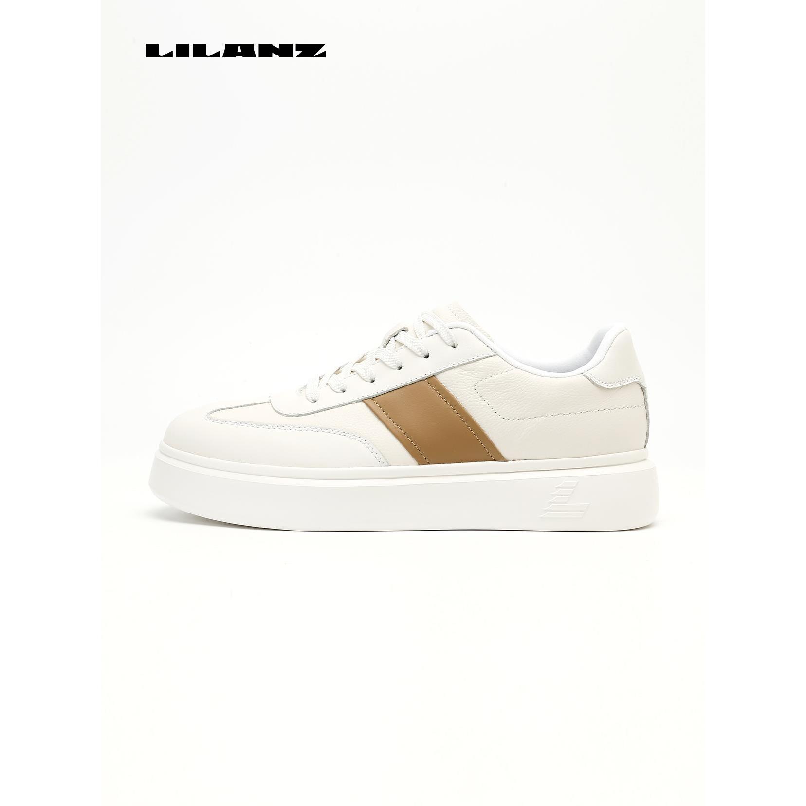 利郎男鞋【蛇年限定】秋冬新款百搭真皮厚底简约商务小白鞋24DXL302