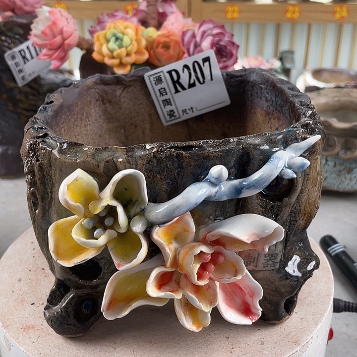 紫砂花盆景德镇陶瓷花盆207