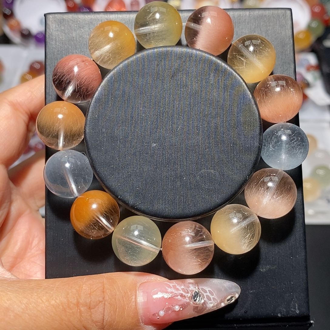 水晶未镶嵌手链半盆彩兔毛