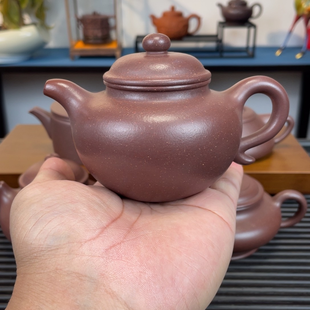 紫砂茶壶底槽青莲子220cc