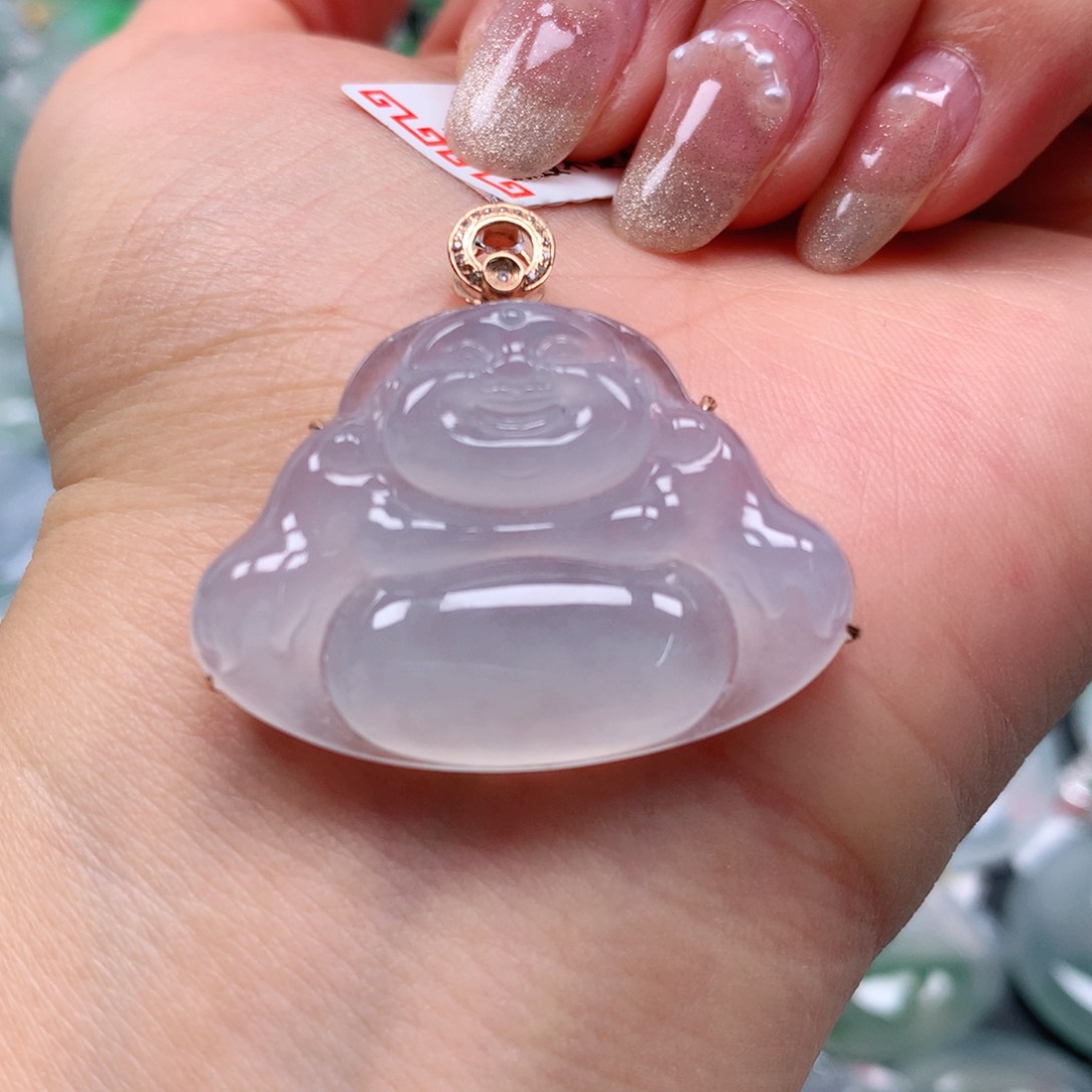 翡翠颈饰18K金镶嵌天然翡翠