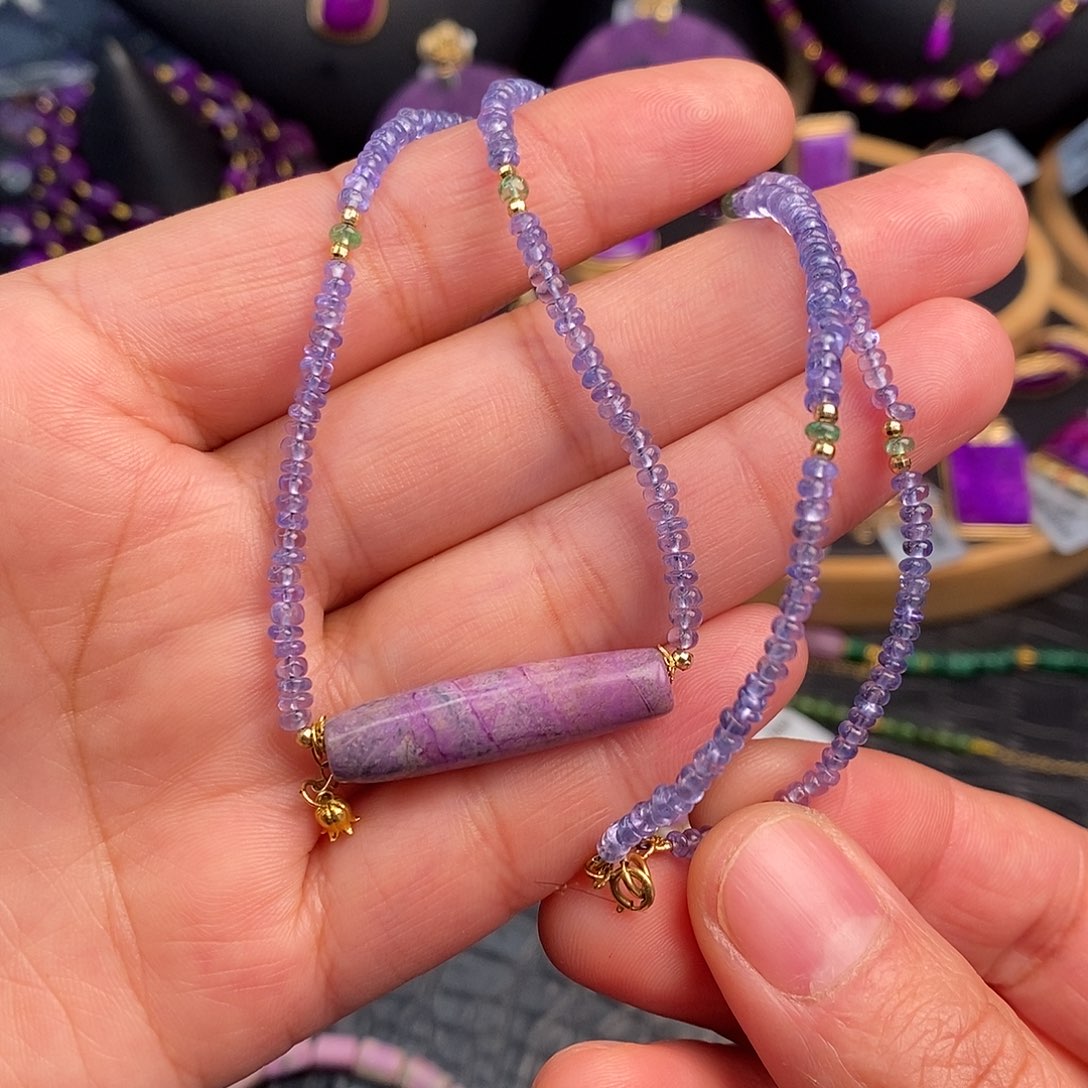 苏纪石（舒俱来）项链18K金镶嵌