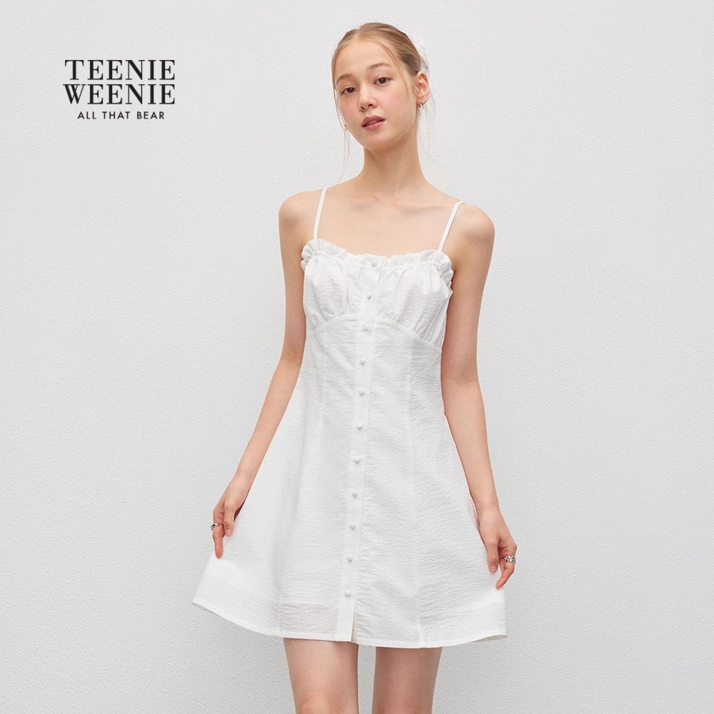 TEENIEWEENIE bearnova法式吊带连衣裙白色花边短裙女YTOW253701B