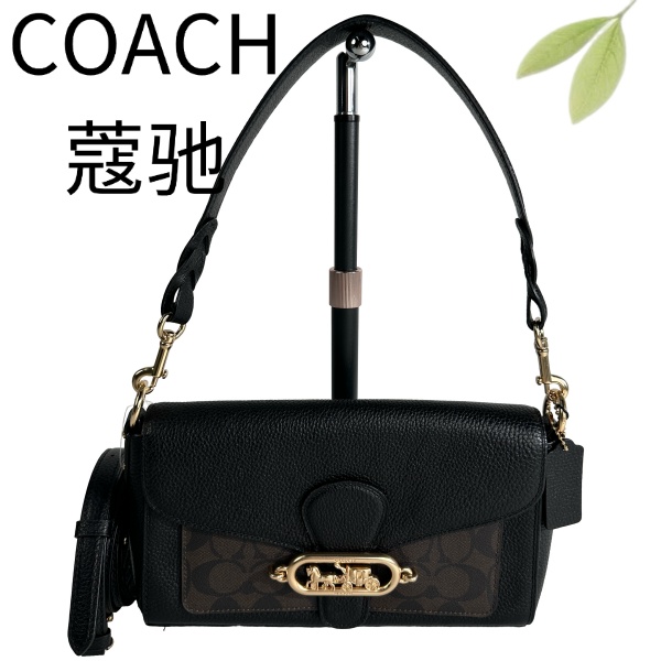 99新 COACH/蔻驰 黑金老花酒神斜挎包G25905289底长25X14
