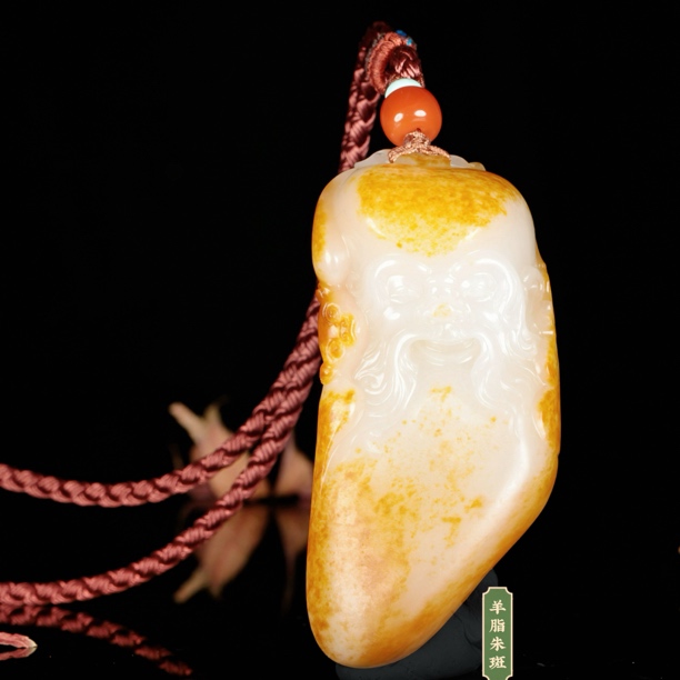 和田玉精雕福禄寿手把件