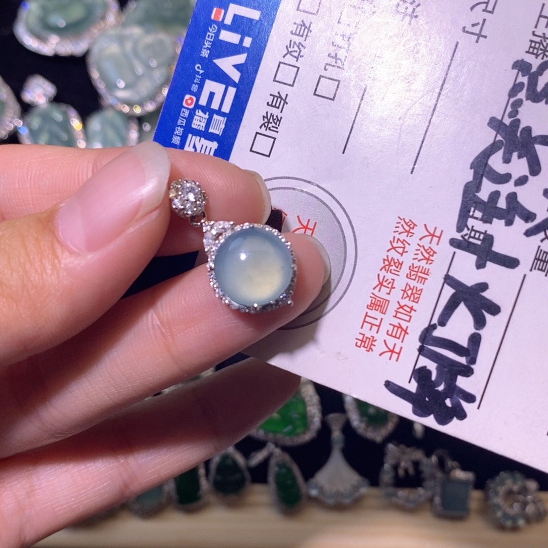 翡翠银S925镶嵌颈饰天然