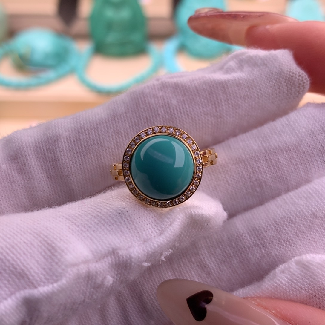 绿松石珠宝奇石18K金镶嵌