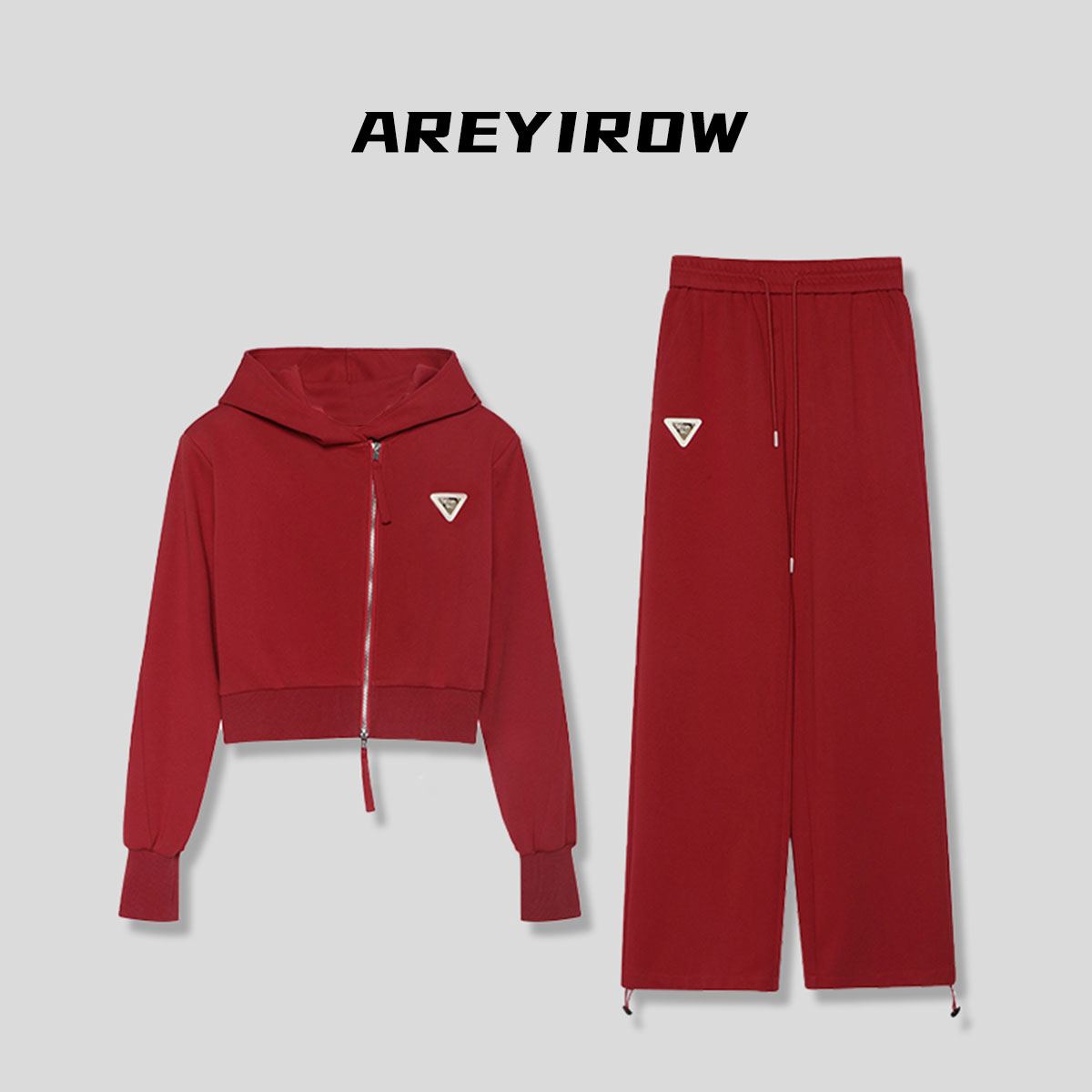 【AR专属】AR高级感三角标短款卫衣阔腿卫裤套装 A9H529TZ233