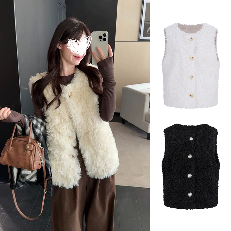 Moses Queen/魔西女王秋冬加厚羊羔毛外套女皮毛一体环保皮草马甲