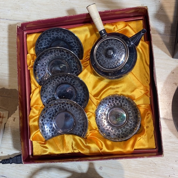 蜜安罐瓷香炉锡茶则