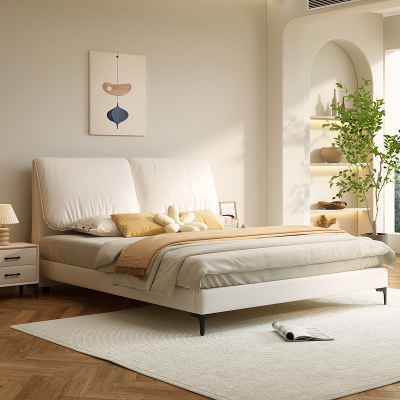 大象耳朵真皮床现代简约头层牛皮床主卧室高端大气轻奢双人床儿童