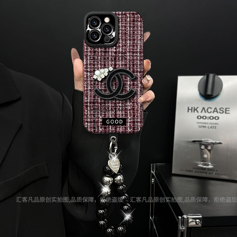 适用【苹果/oppo/华为/vivo/小米】小香风棕格纹潮牌网红防摔手机壳