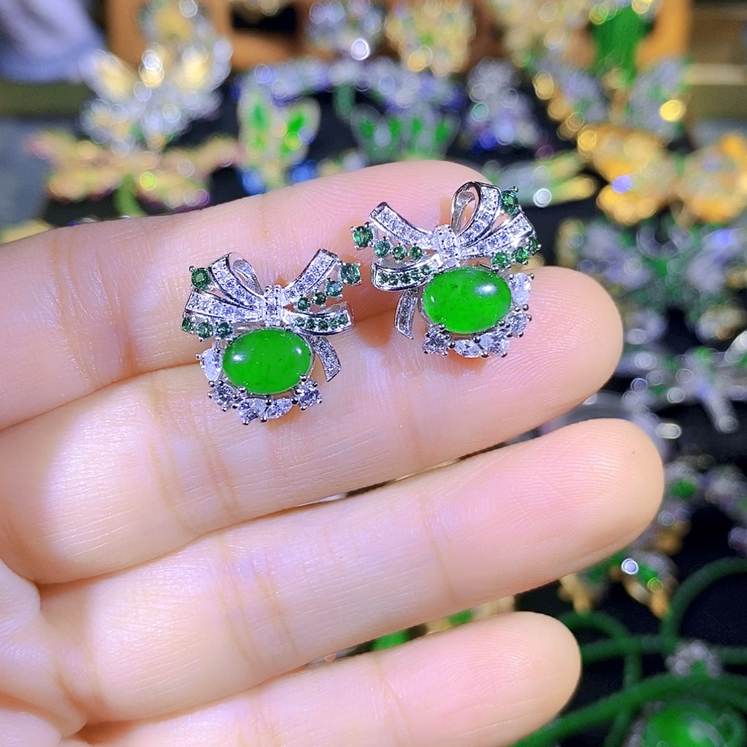 吊坠(不含链)银S925镶嵌翡翠