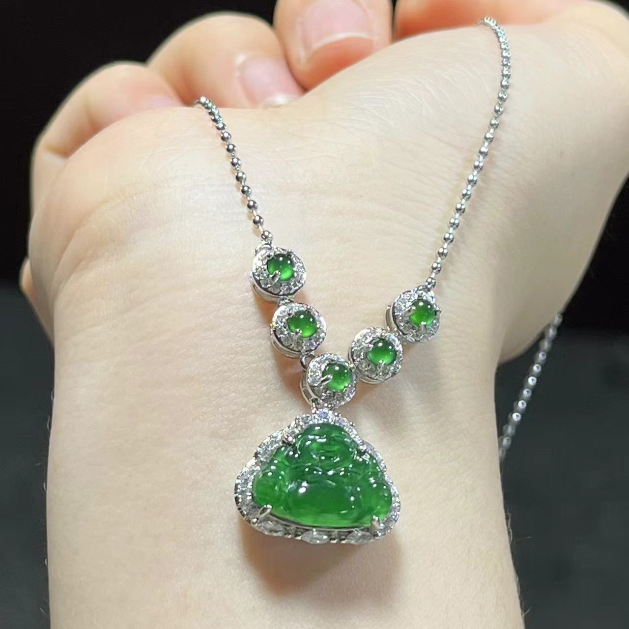 【胖】翡翠吊坠配链一套 @k