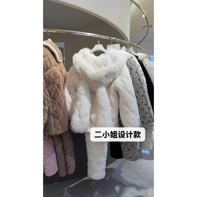 8秋冬新款加厚睡衣长袖长裤高级感家居服小香风套装