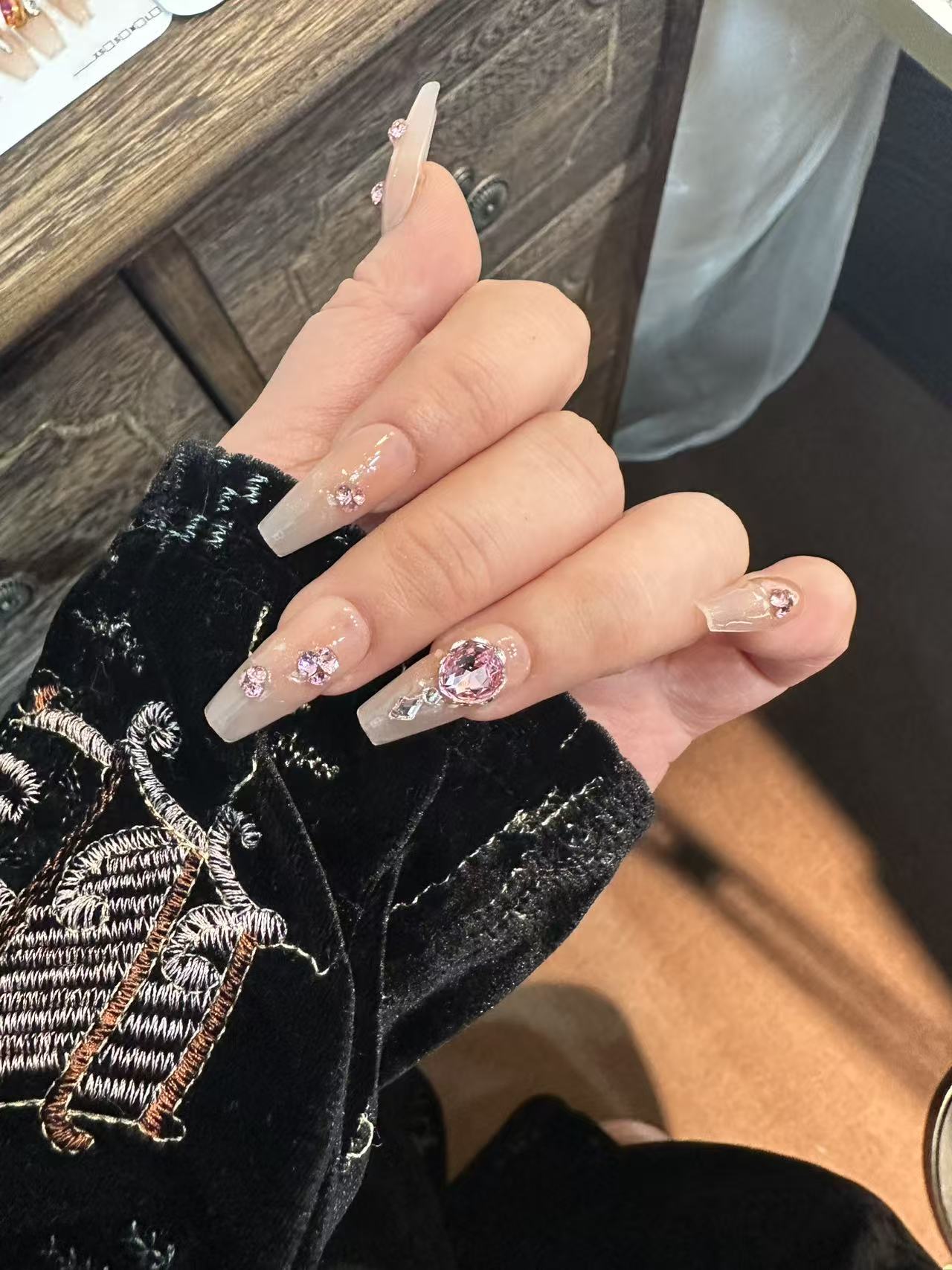 【粉花边】施华洛华子高级可拆卸式穿戴甲