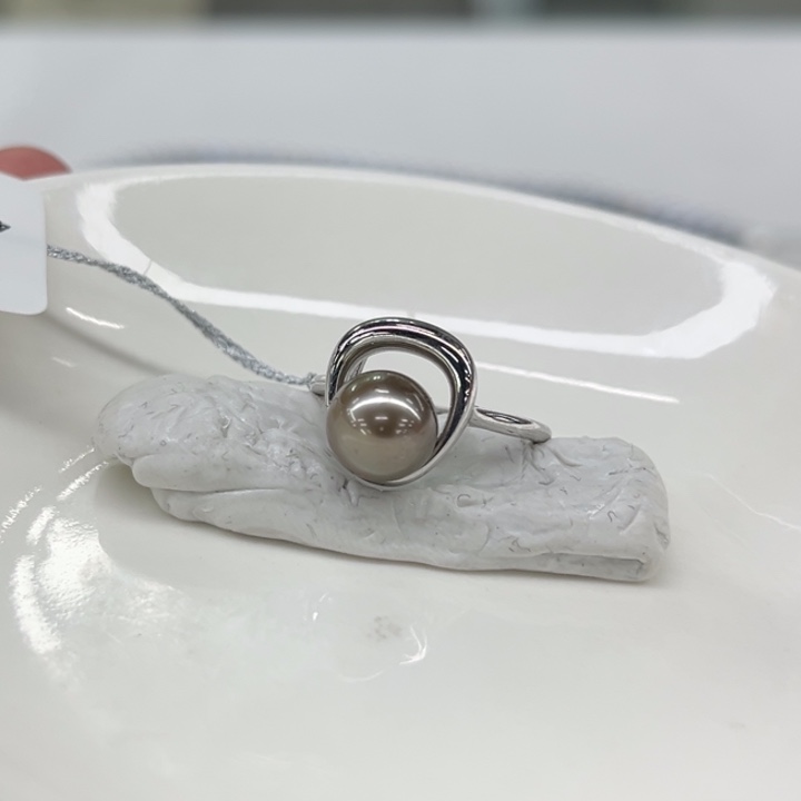 银S925镶嵌戒指海水珍珠8-9m