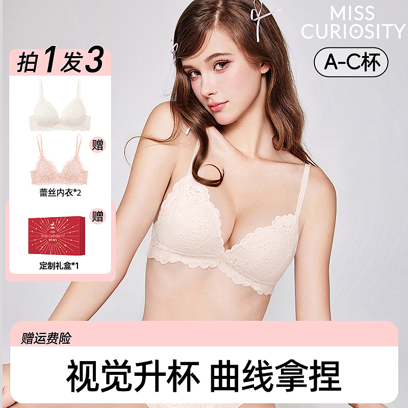 【美胸立挺】2件装蕾丝内衣女小胸聚拢文胸罩防下垂性感-雅思+寇莉