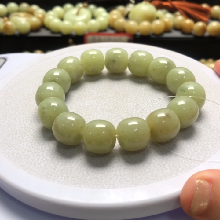 和田玉手串未镶嵌卡14