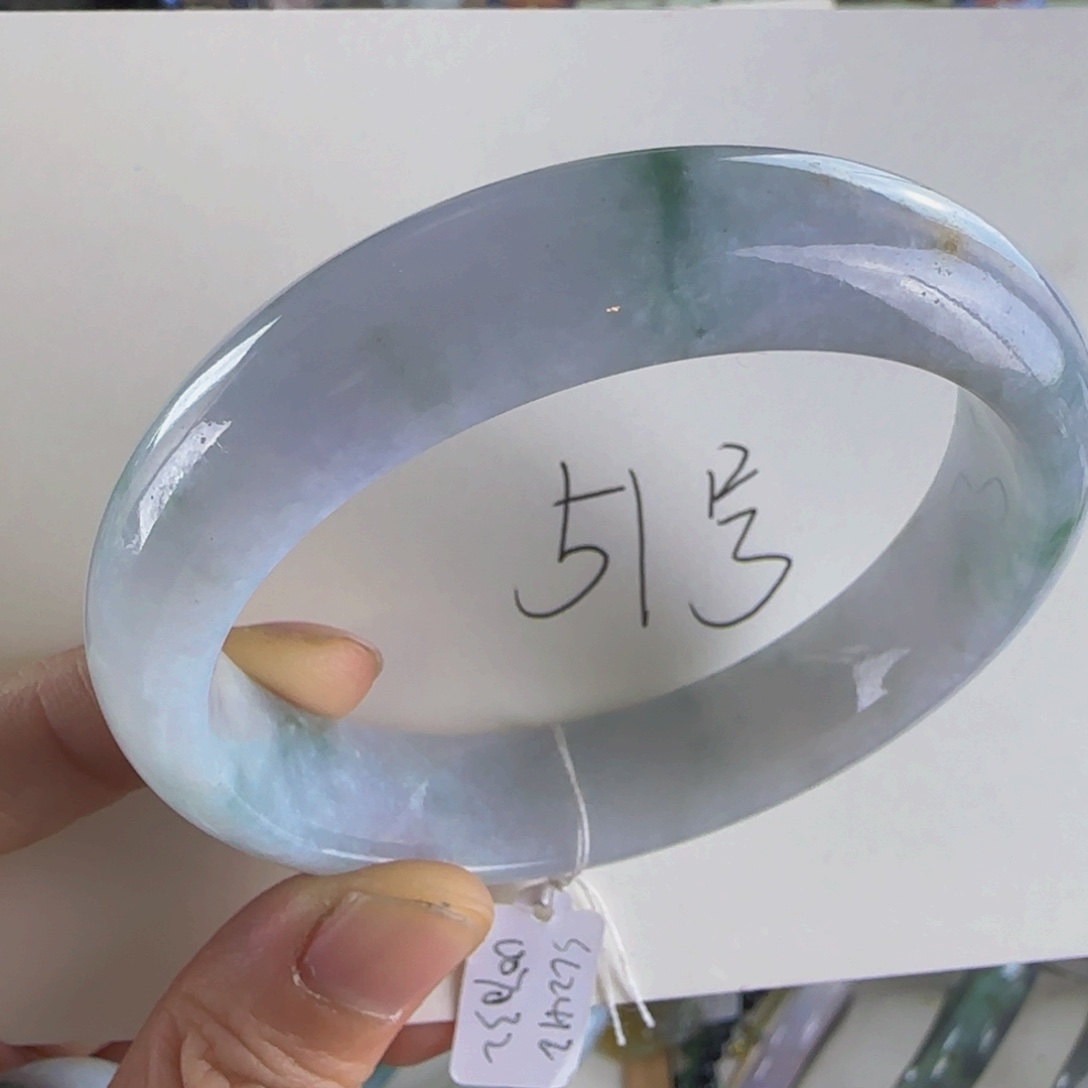 翡翠手镯未镶嵌老坑58.5木那雪花