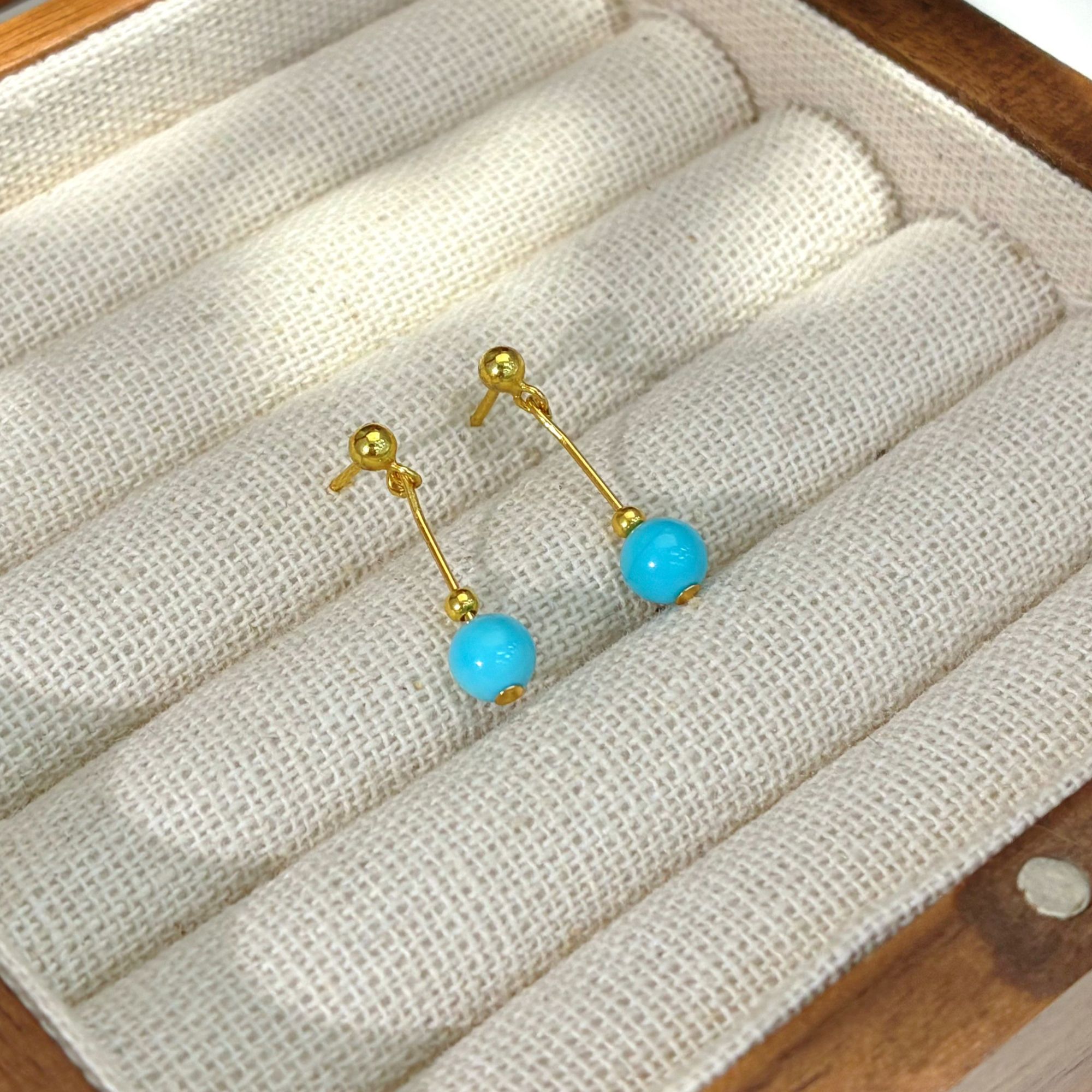 绿松石 圆珠耳坠 3107   多样式发一对