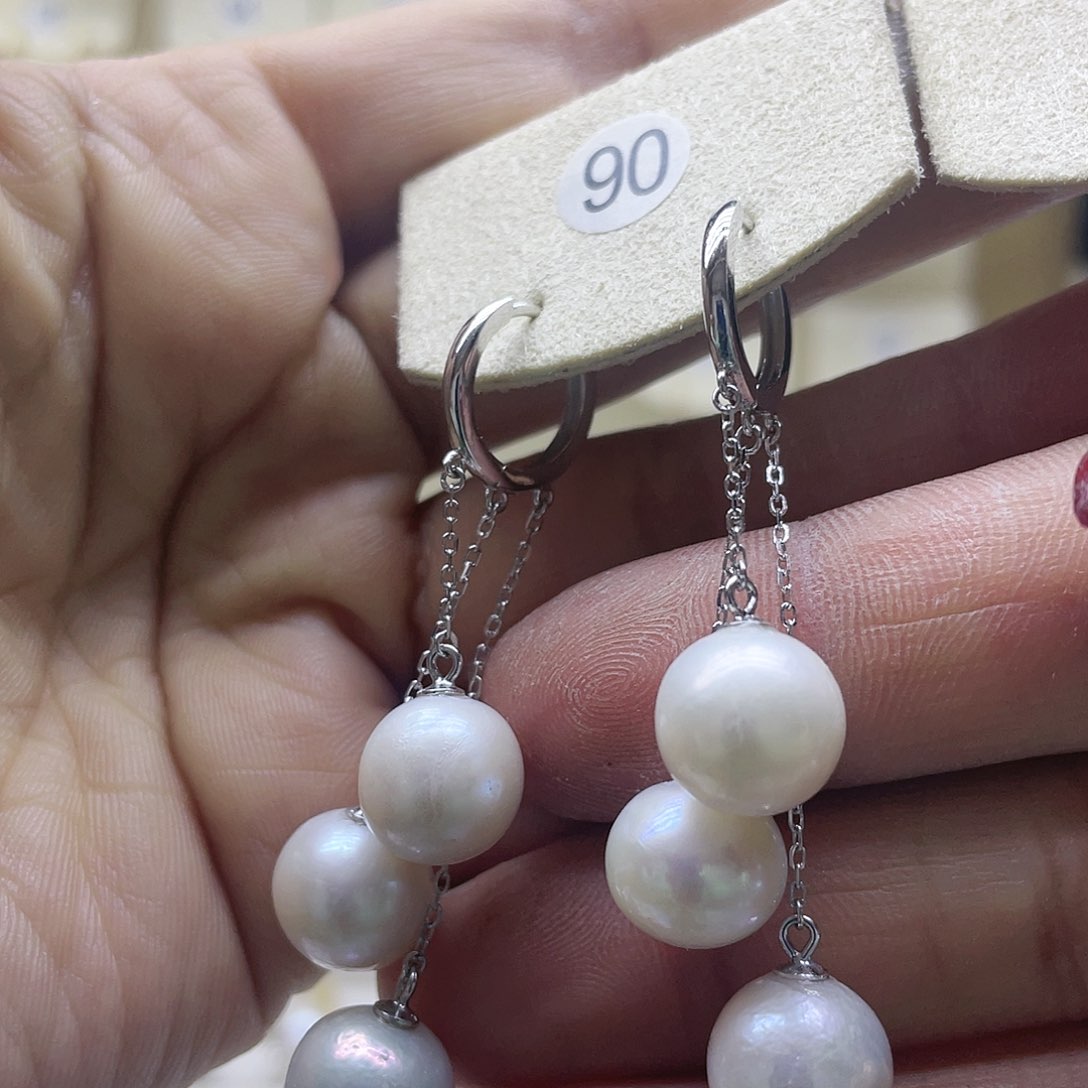 淡水珍珠耳饰银S925镶嵌