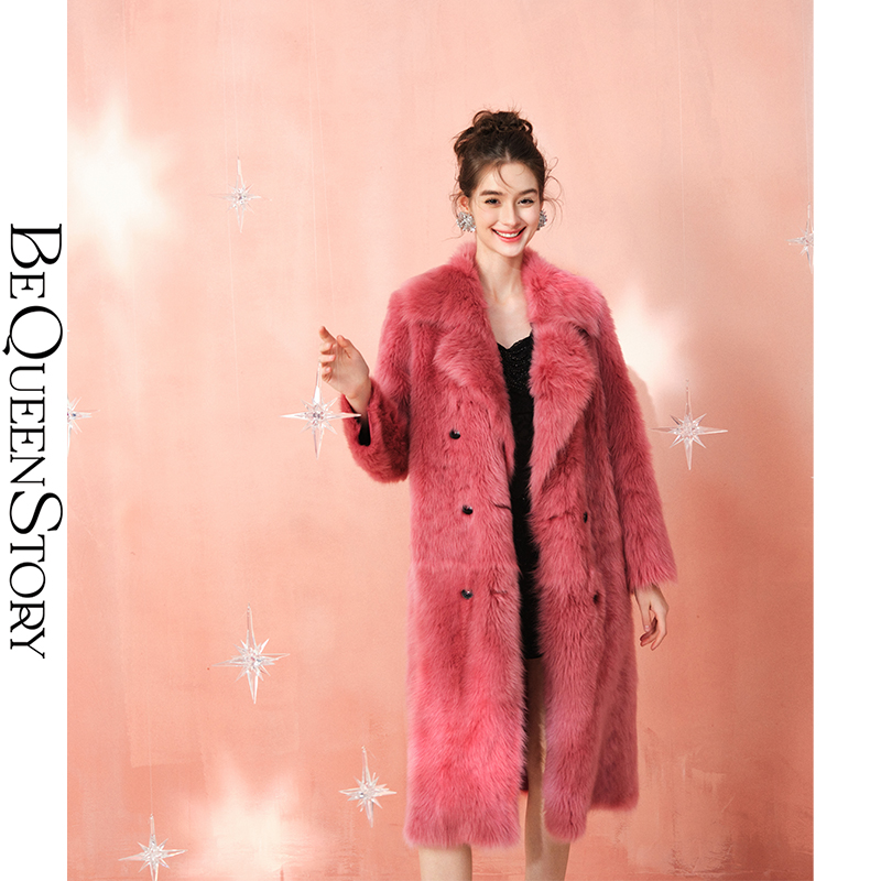 BeQueenStory【托斯卡纳玫瑰】轻奢100羊毛绵羊皮皮毛一体大衣