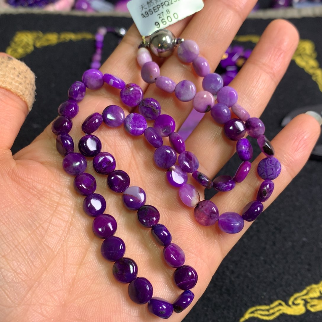 苏纪石（舒俱来）未镶嵌凝胶紫樱花圆饼项链