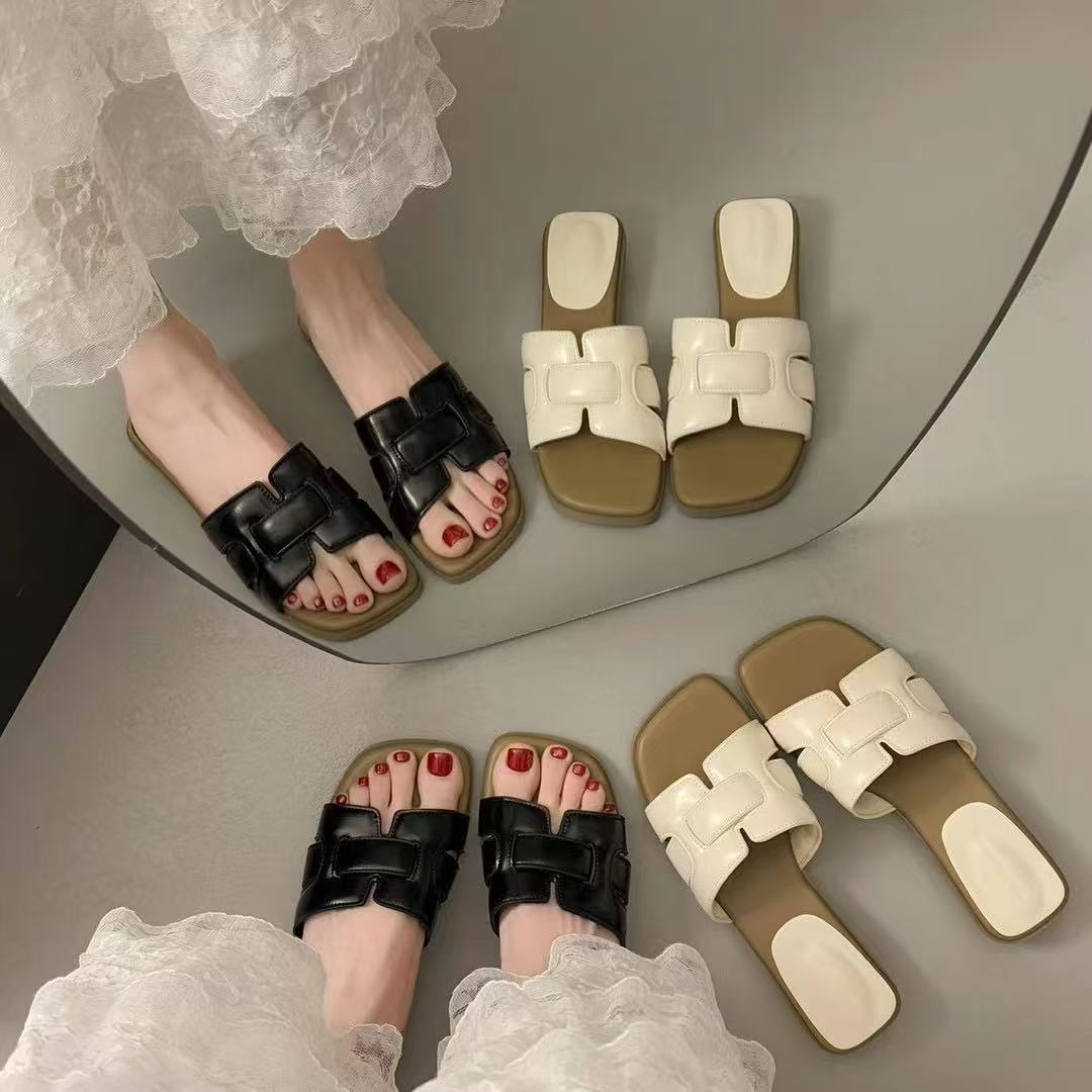 7882小香风气质仙女一字拖2025夏季新款低跟外穿拖女搭裙子温柔