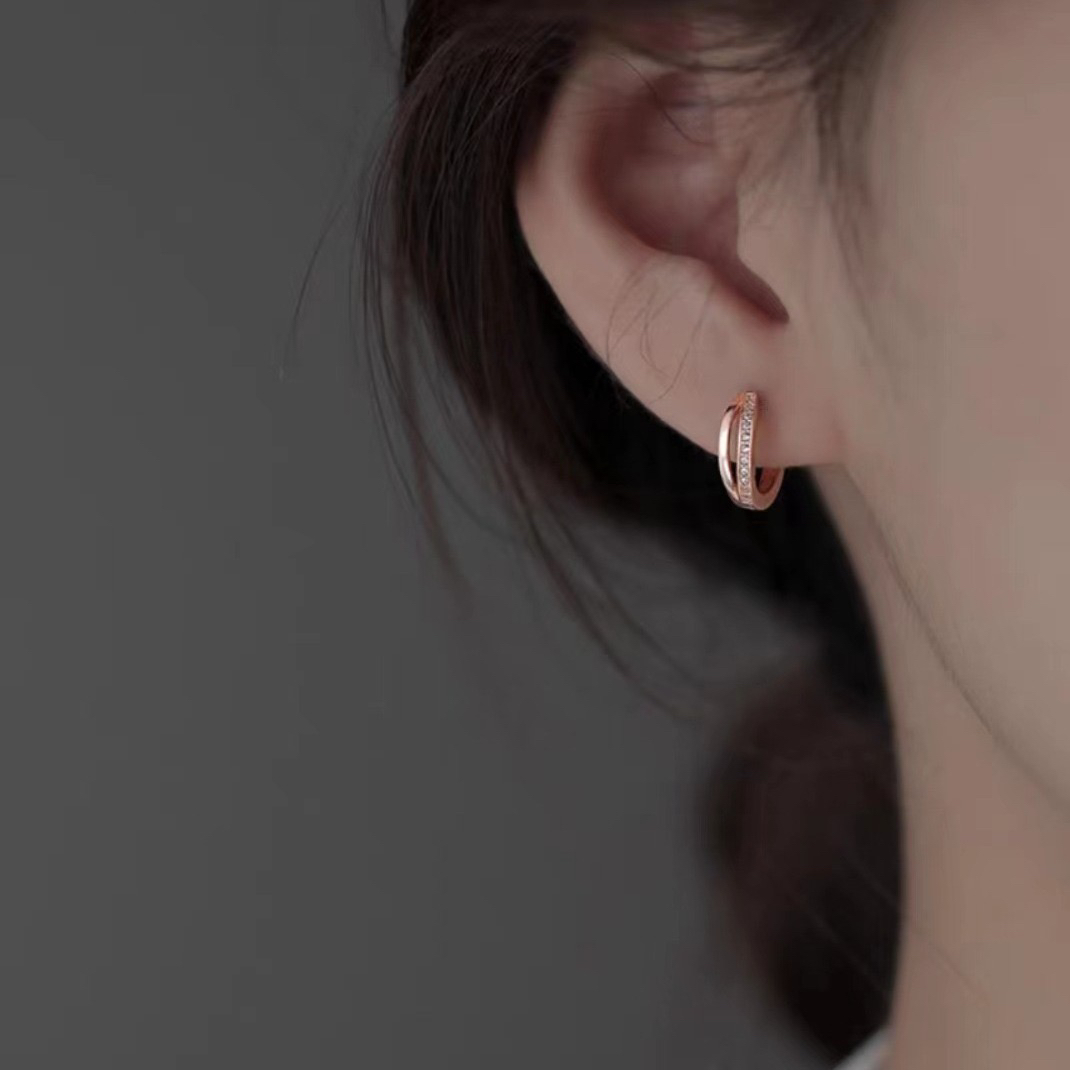 钛钢耳饰 波浪耳环双线女气质高级感轻奢耳饰设计感精致ins简约
