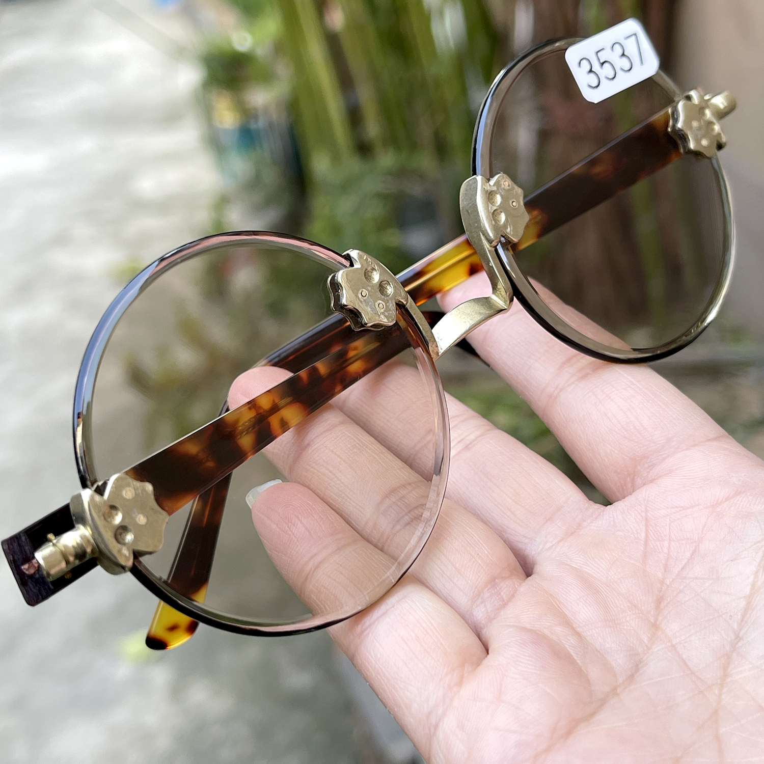 高清冰糖色 56直径3.5个厚复古圆 纯天然茶水晶石头眼镜 反梁子