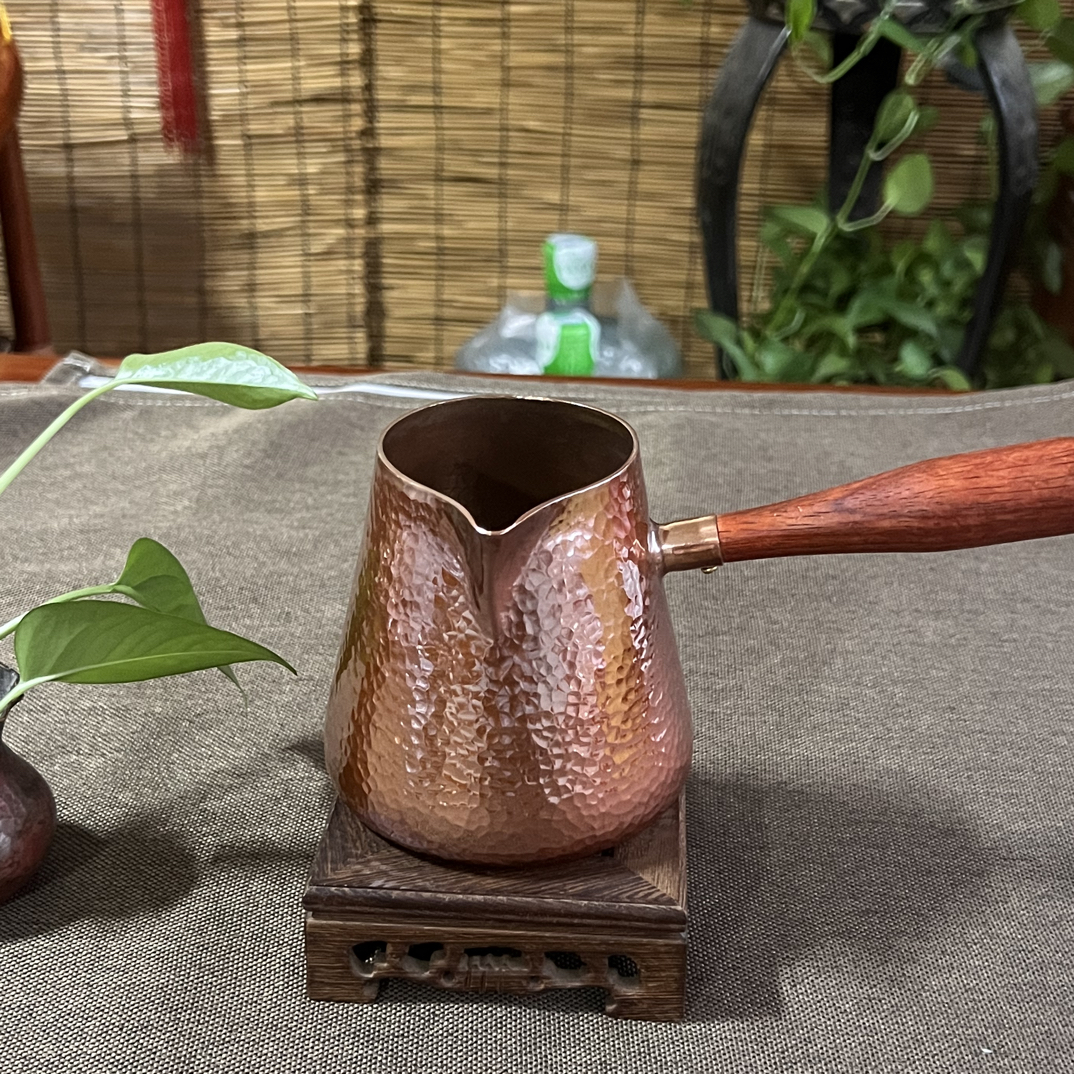 紫铜加厚公杯，烤色手工罐罐茶煮茶器，容量500ml 烤色宽底公杯