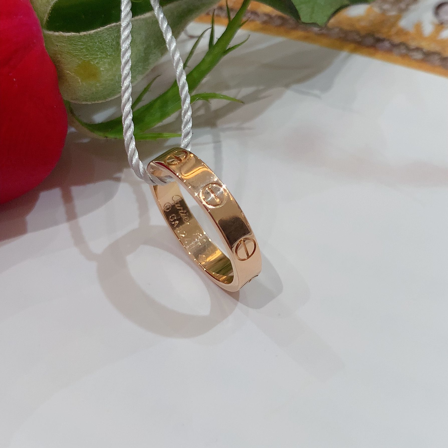 99新 Cartier/卡地亚 love戒指窄版/玫瑰金/54