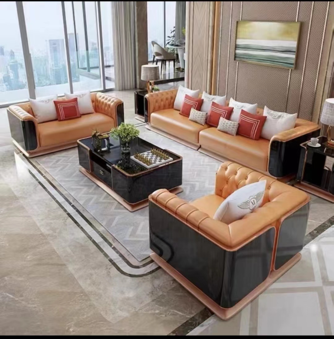 网红豪宅意式轻奢GUCI真皮床别墅大平层极简主卧婚床1.5米1.8米床