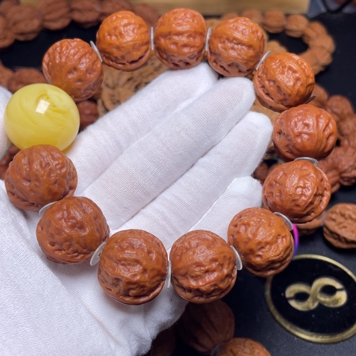 文玩核桃手串粗筋矮桩龙珠