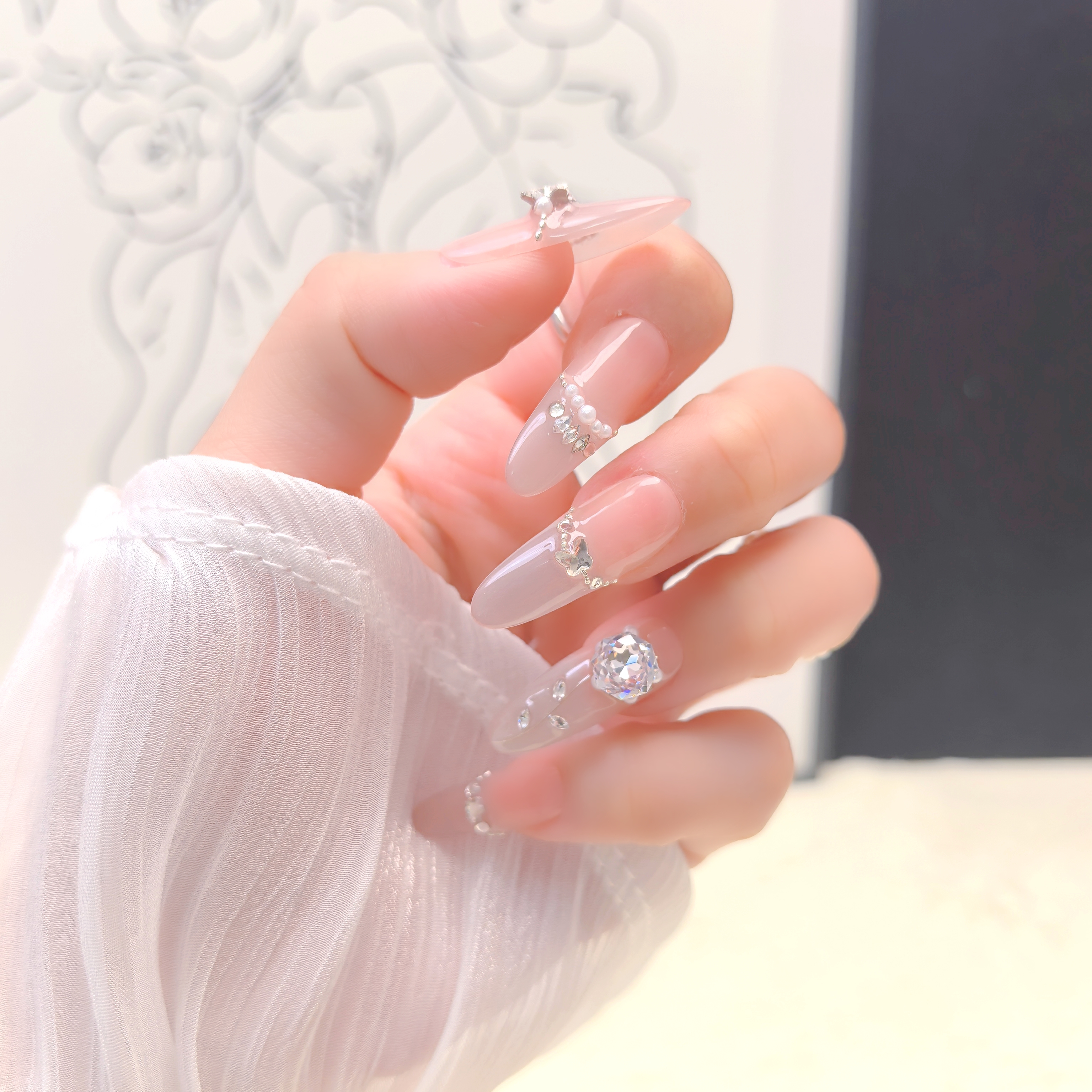 扣482-【玫瑰诗语】纯手工高定猫眼手工穿戴甲气质美甲百搭仙女款