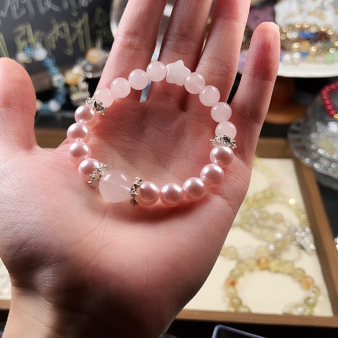 手链银S925镶嵌烟晶