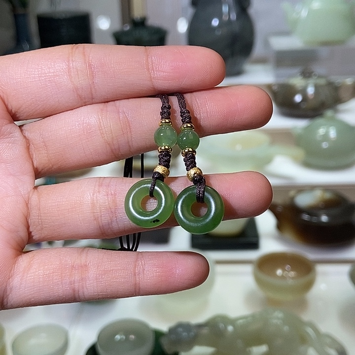 和田玉未镶嵌挂件一对碧玉挂件