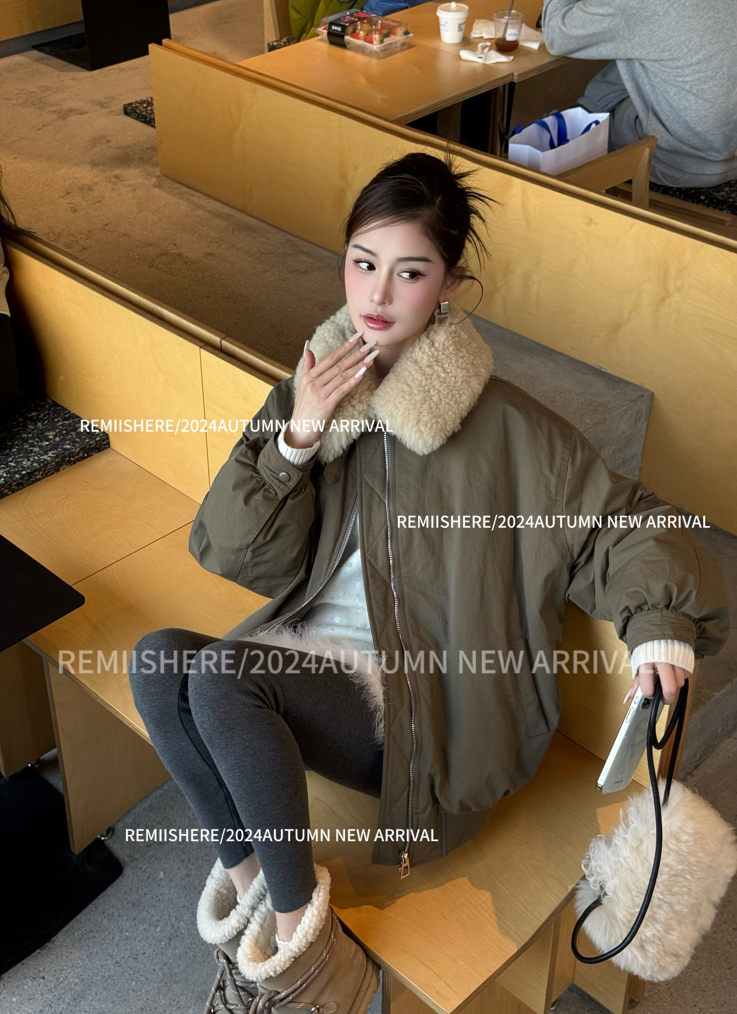 Remiishere.“柏林之约”90白鸭绒真山羊绒毛领派克羽绒服RH162