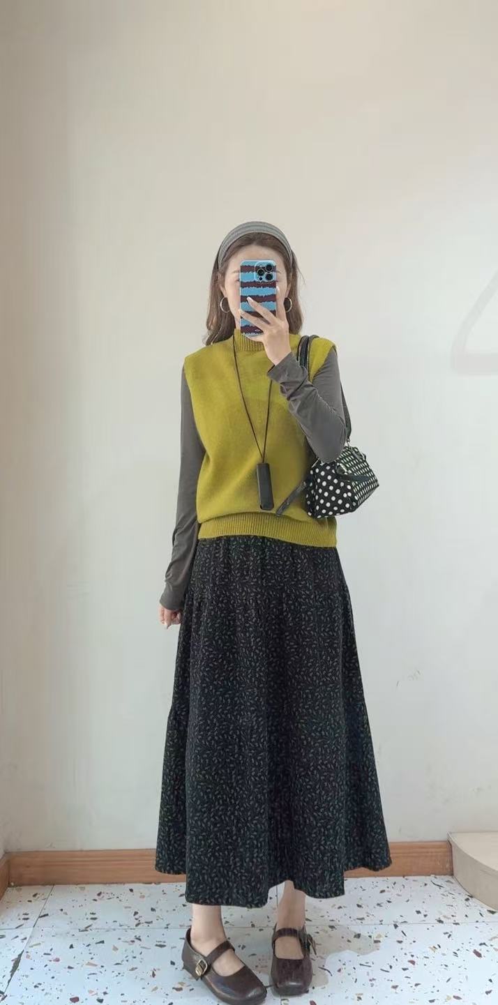 我们家 秋季新款上衣两件套＋碎花半裙