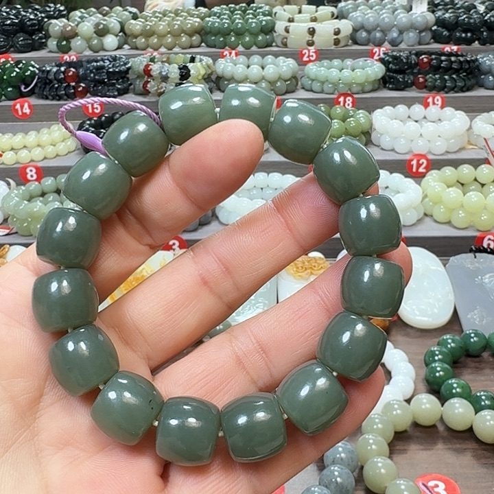 未镶嵌手链和田玉新疆且末蓝直切卡14