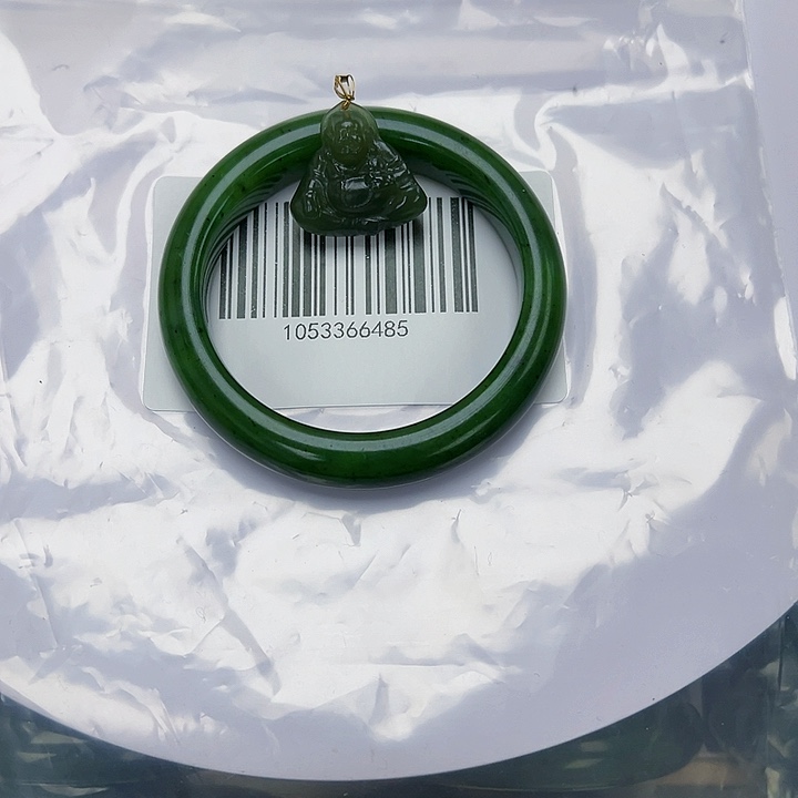 和田玉未镶嵌手镯微瑕58.5搭佛公