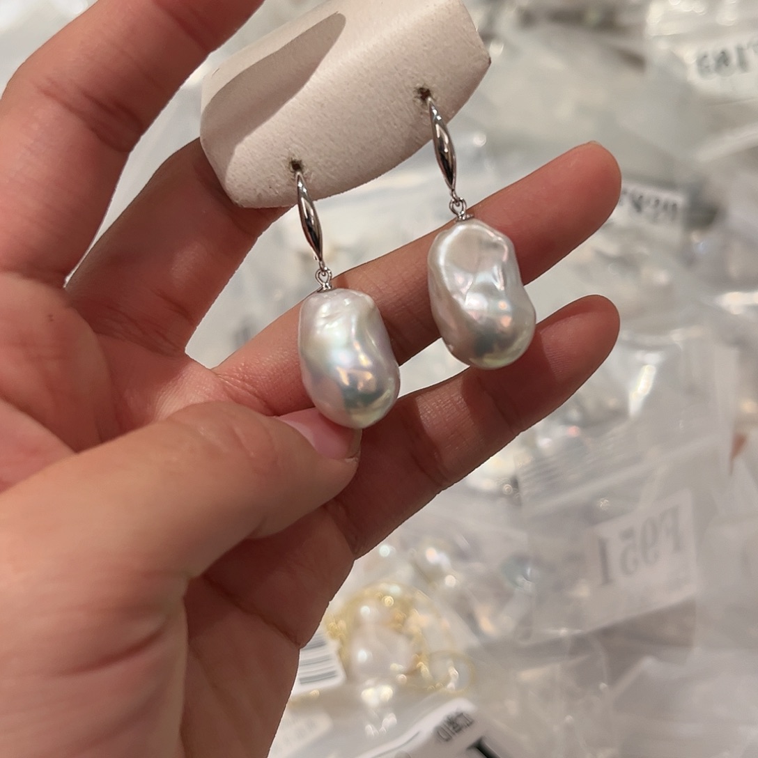淡水珍珠耳饰银S925镶嵌
