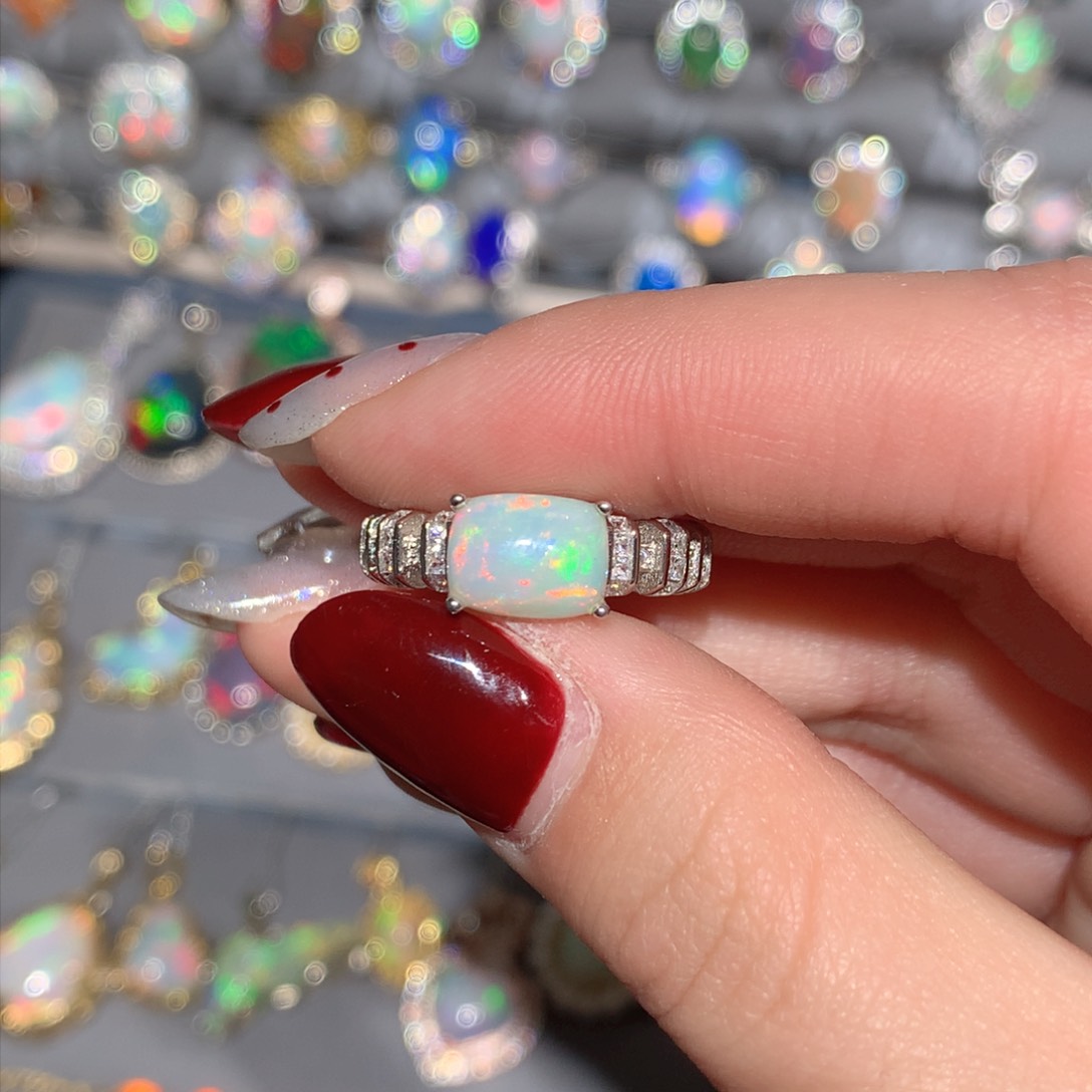 欧泊K福利戒指银S925镶嵌请****吧