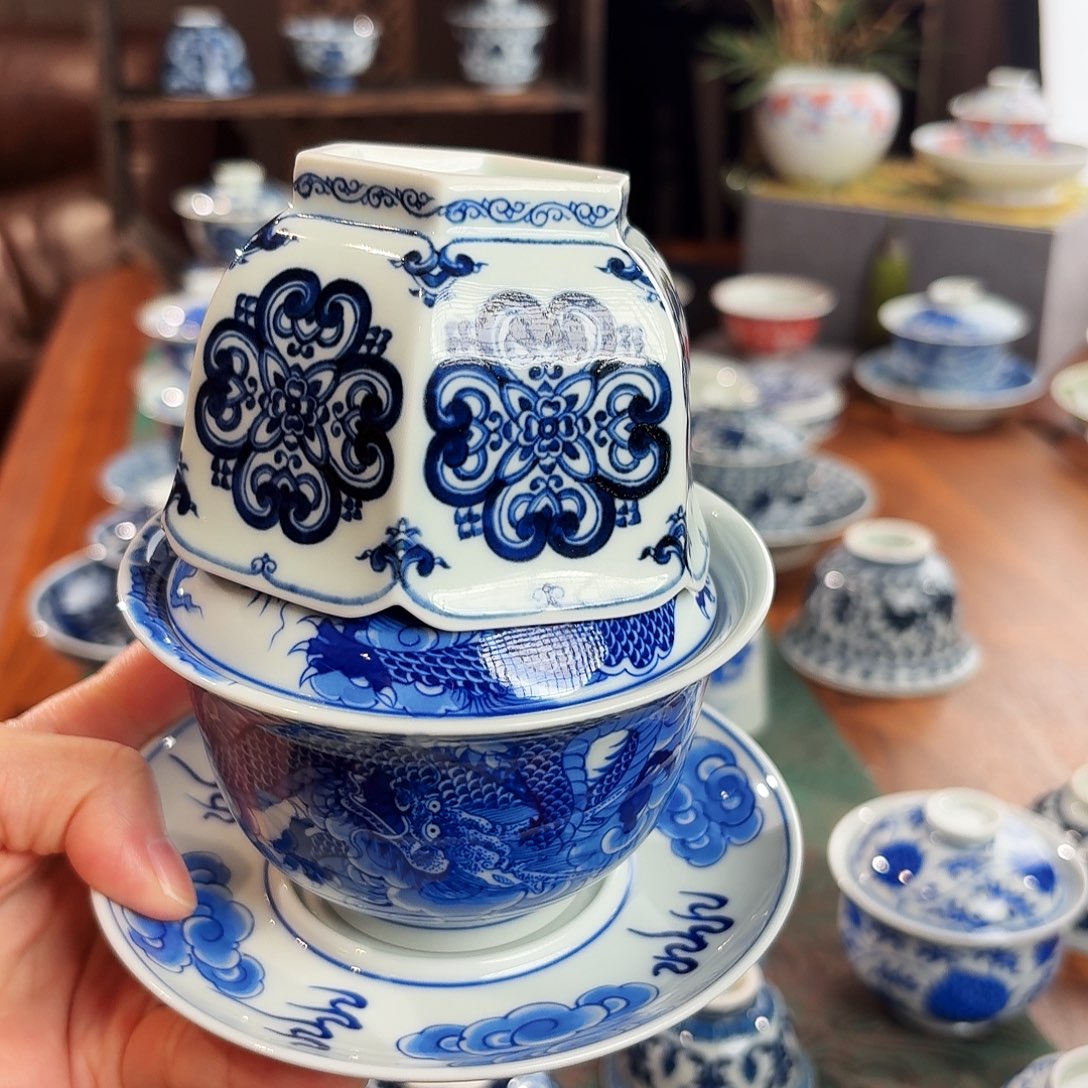 木*三才盖碗➕六方杯子