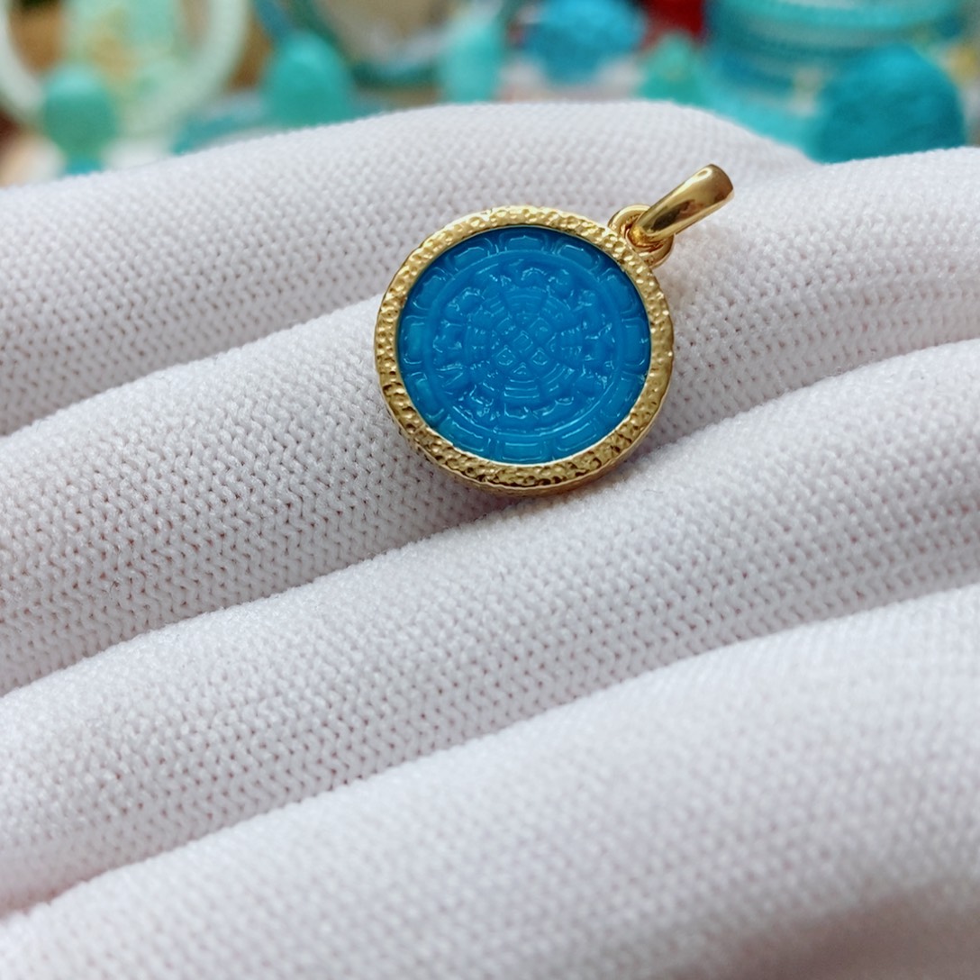 绿松石18K金镶嵌九宫八卦牌