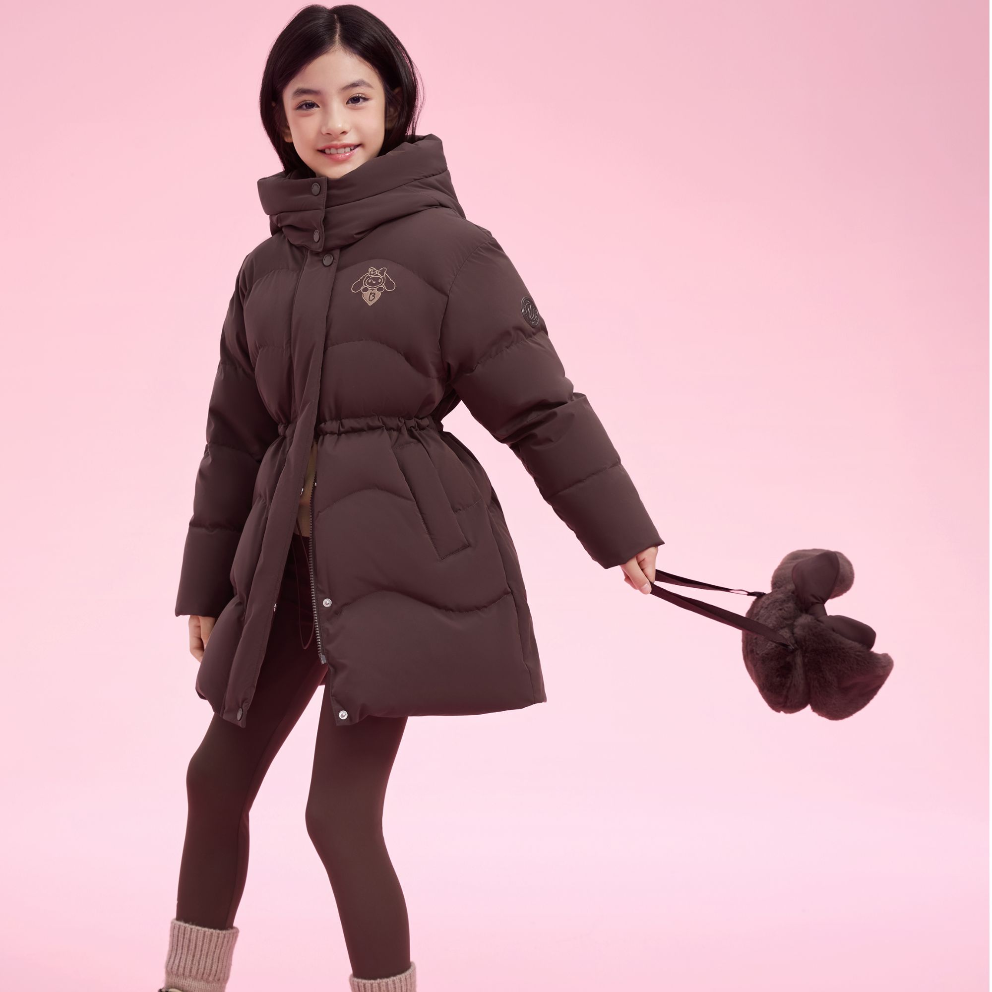 【波司登儿童&库洛米联名】25新时尚女中长款保暖羽绒服T250246318